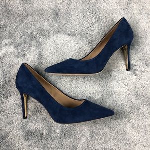 Tory Burch Elana 85MM Navy Blue Pointy Toe Pump